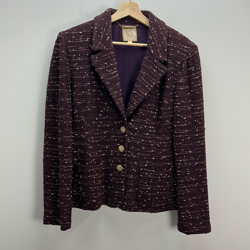 St. John Couture Metallic Bouclé knit jacket, Size 12.